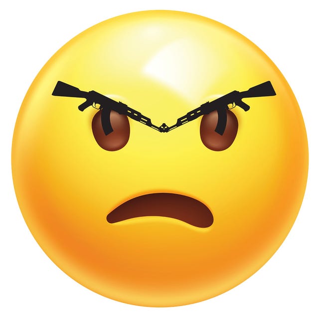 angry emoji with guns