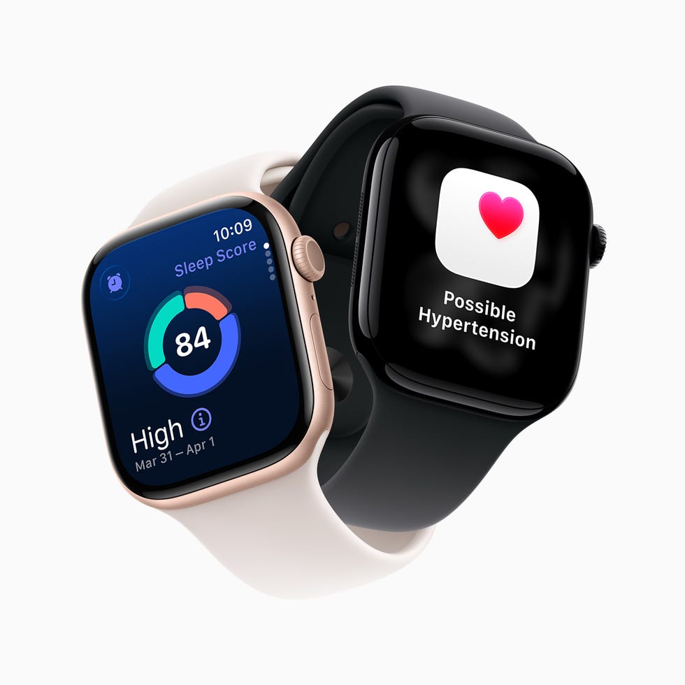 two smartwatches displaying health metrics