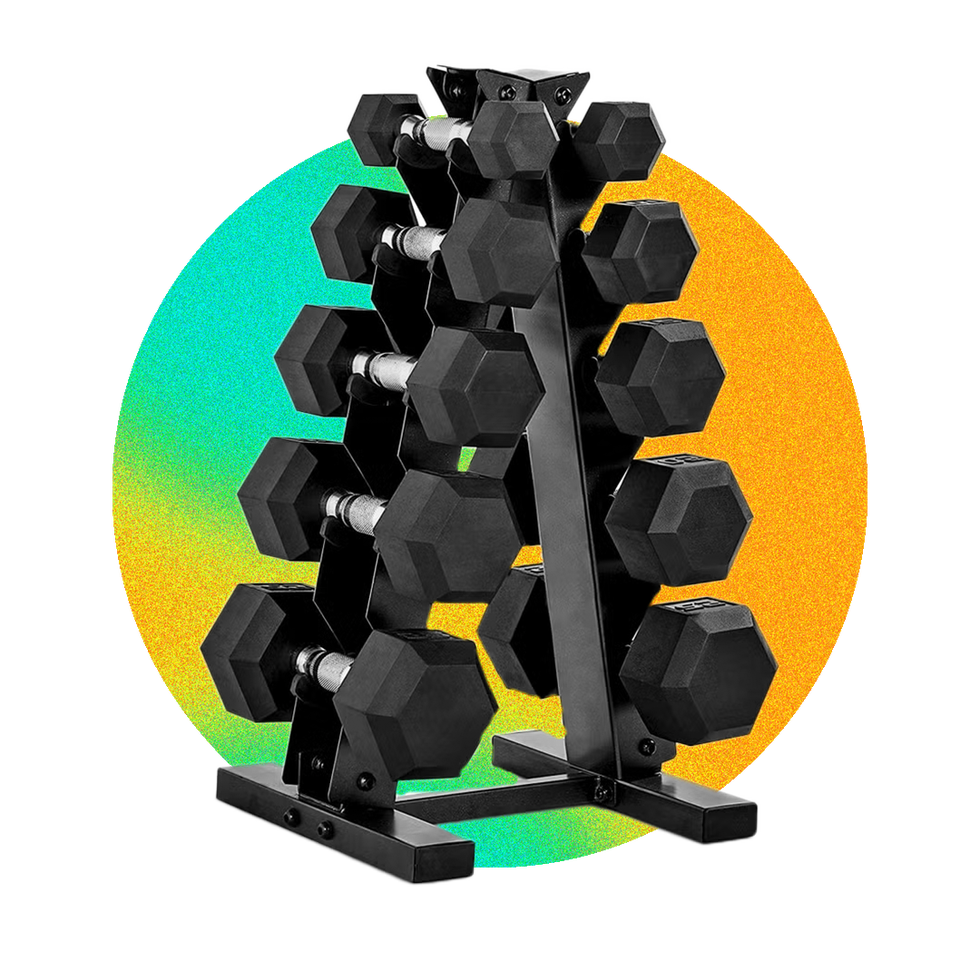 150 LB Coated Hex Dumbbell Weight Set