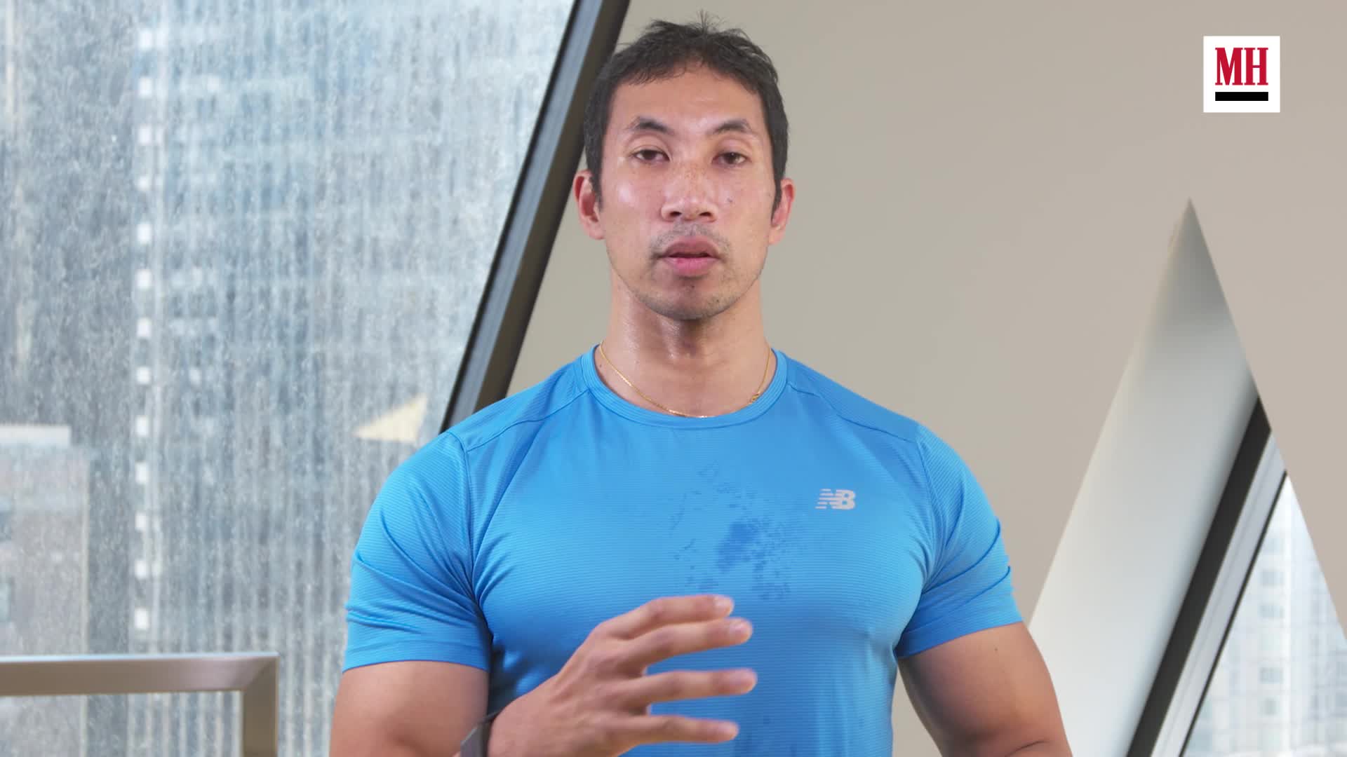 men fitness sport wearing sport shirt weight lifting dumbbell training in gym