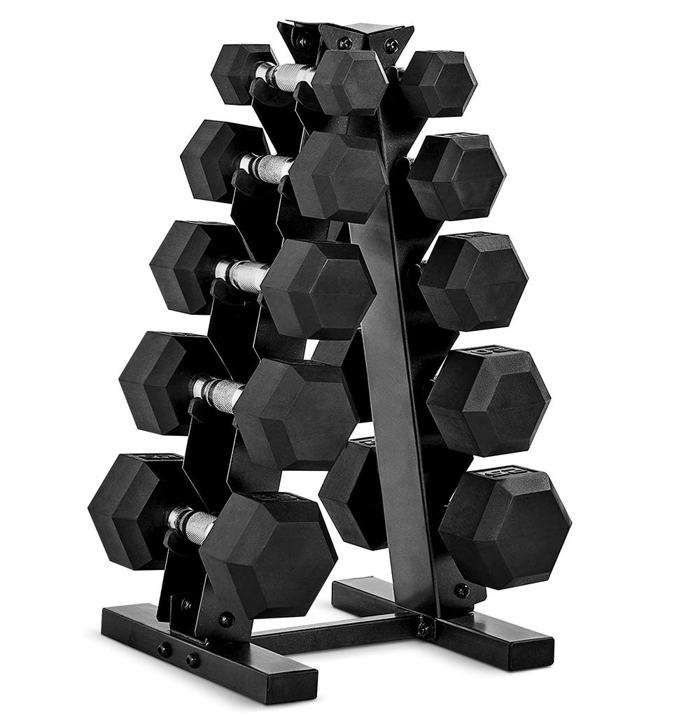 Hex Dumbbell Set with Vertical Rack (150 lb)
