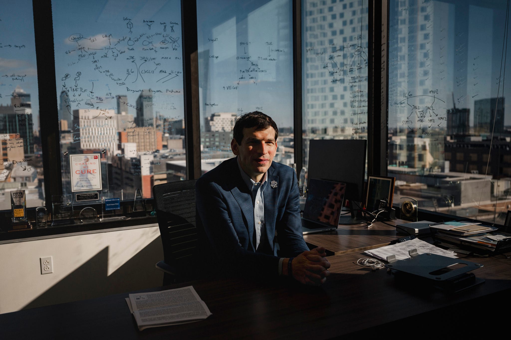 dr david fajgenbaum, who is leading research into using artificial intelligence to repurpose existing drugs to fight rare diseases, at his office in philadelphia, feb 21, 2025 scientists are using machine learning to find new treatments among thousands of old medicines hannah yoonthe new york times
