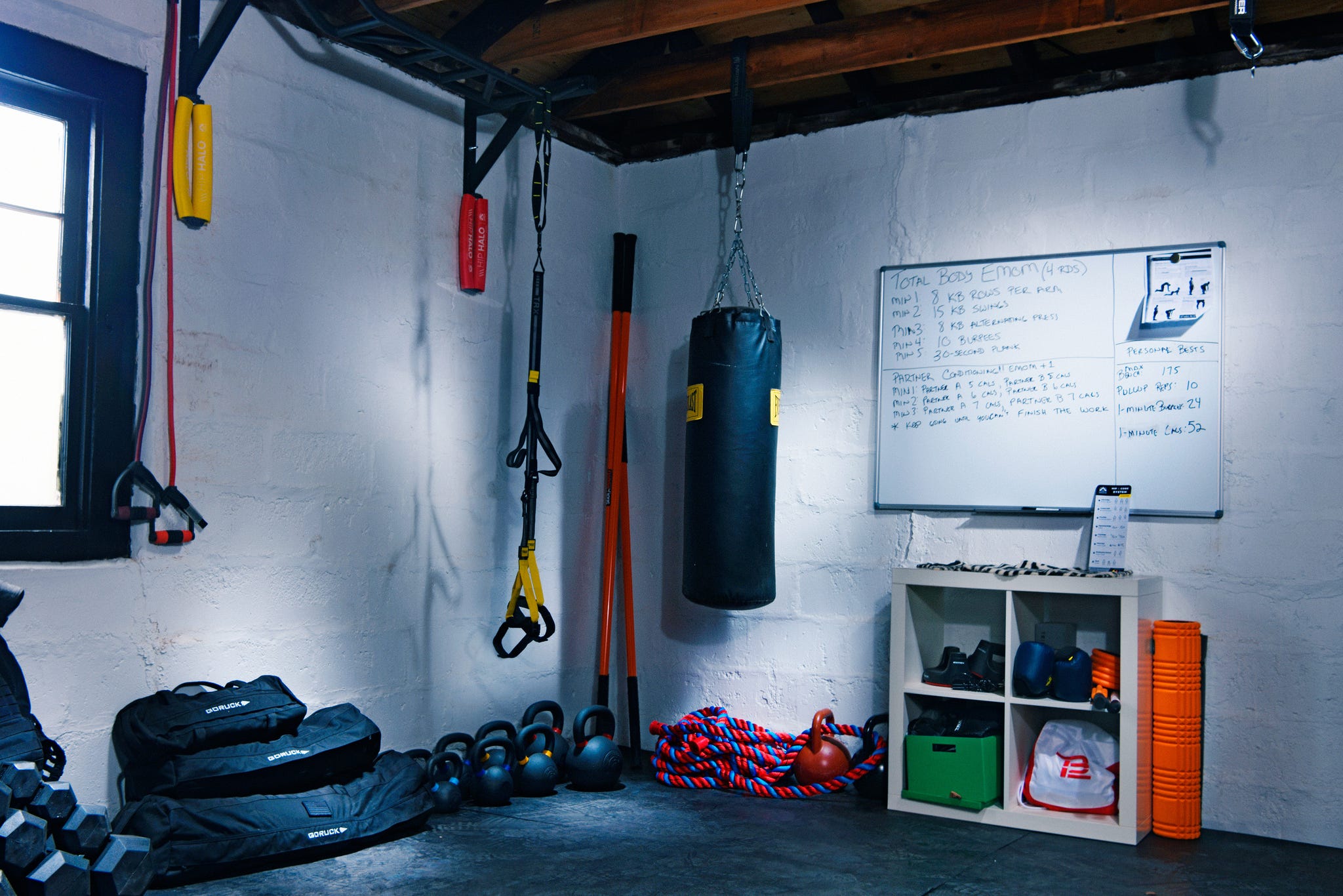 modern home gym setup with fitness equipment